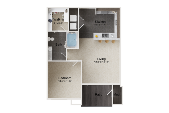 the floor plan for a two bedroom apartment at The Outlook Ridge Apartments
