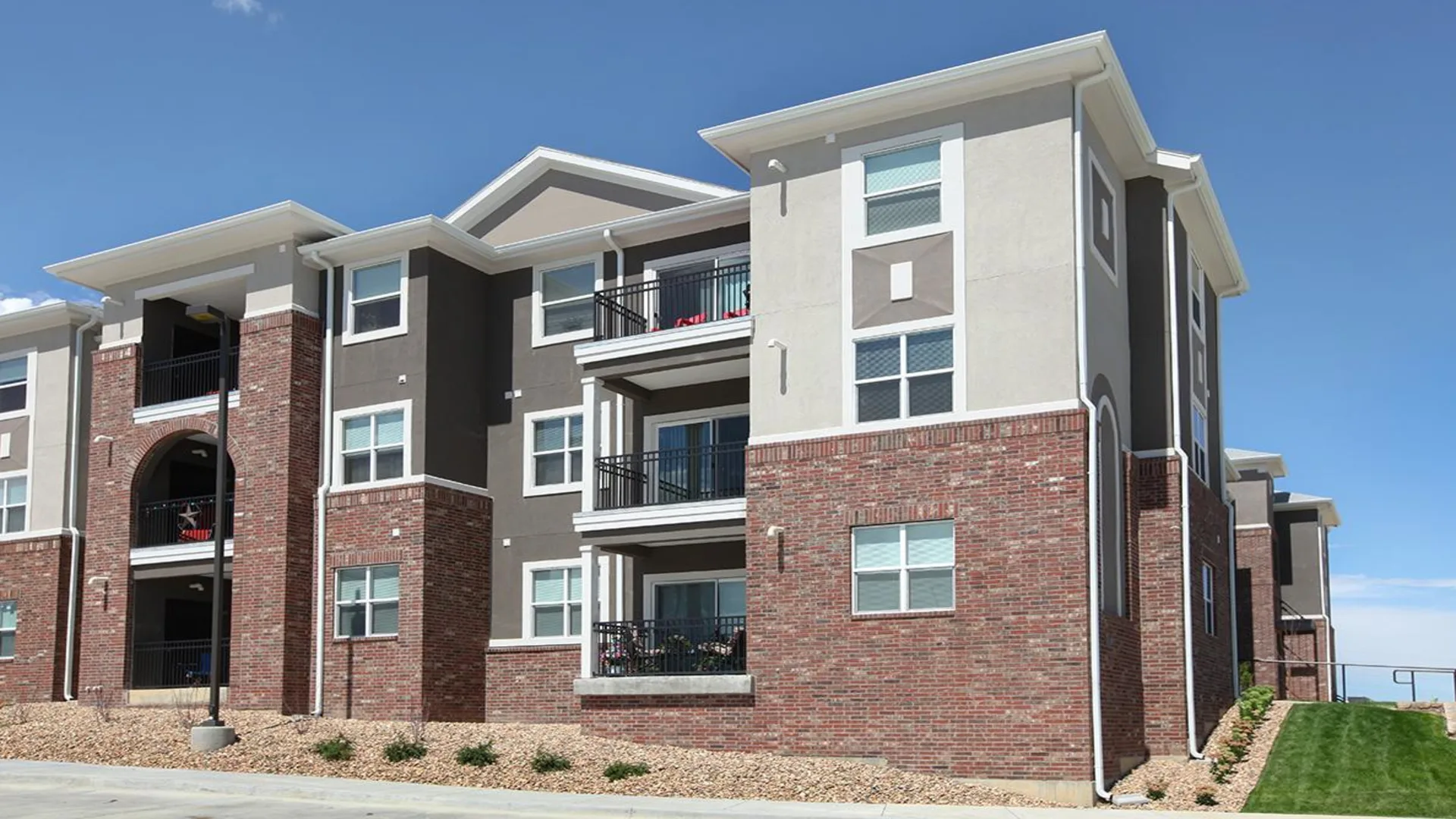 the apartment complex is located in a residential area at The Outlook Ridge Apartments