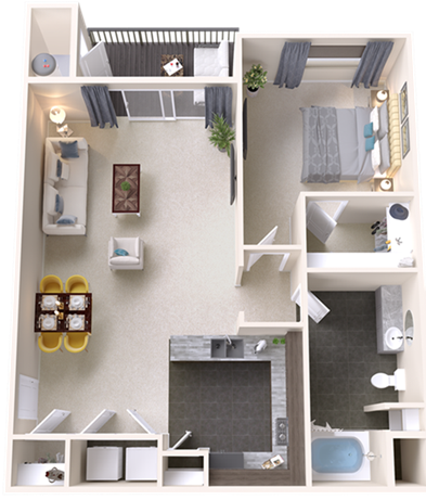 a floor plan of a two bedroom apartment at The Outlook Ridge Apartments